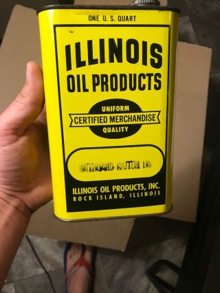 Vintage Illinois Oil Co Outboard Motor Oil Can Great Graphics Rare Flat Quart 7