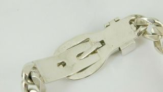 Vintage Sterling Silver Belt Buckle Bracelet 8 1/8 