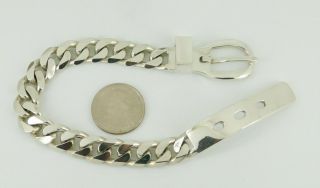 Vintage Sterling Silver Belt Buckle Bracelet 8 1/8 