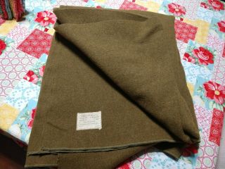 Military Blanket Wwii Ww2 Us Army Green Wool 1940 American Woolen Co Type 1