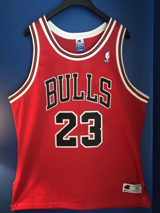 100 Authentic Michael Jordan Vintage Champion Bulls Jersey Size 48 L Xl Mens