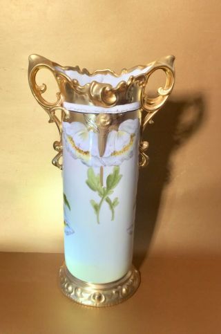 Pickard Hand Painted China Vase,  Gold Handles And Floral Design,  Exquisite