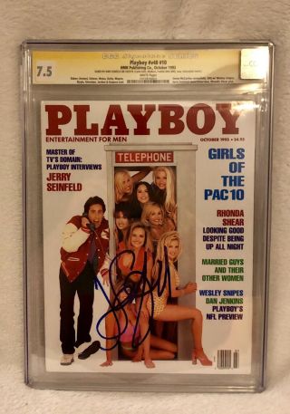 Playboy October 1993 Signed Jerry Seinfeld Cgc 7.  5 - Uber Rare Only 7.  5 Witness