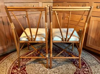 Vintage Wood & Rattan Two Side Chairs and Table Indoor/Outdoor Patio Set 10