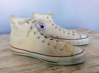 Vintage 70’s Cream White Converse Men’s Sneakers Basketball Shoe 10 M