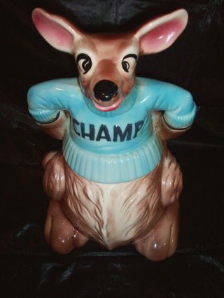 Rare " Champ " Kangaroo Cookie Jar By Don Winton For Deforest Of California Vhtf