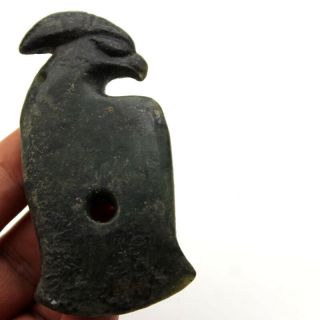 P282 Antique Chinese Hongshan Culture Old Jade Bird Head Axe Amulet Pendant 3.  6 "