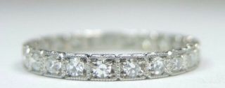 Antique Art Deco Vintage Diamond Wedding Eternity Platinum Ring Size 7.  25 Uk - O