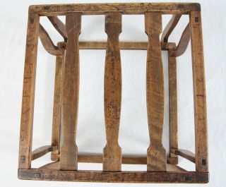 Antique Japanese Signed Wood Kotatsu Stand Hibachi Brazier Copper Liner 3