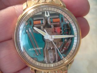 Vintage 1961 Bulova Accutron Spaceview Gents Wrist Watch Stainless.  As Found