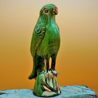 Yuan Ming Dynasty,  Chinese Sancai,  Cizhou Ware,  Green Parrot Bird Incense Holder