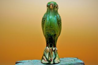 YUAN Ming Dynasty,  Chinese Sancai,  Cizhou Ware,  GREEN PARROT Bird INCENSE HOLDER 3