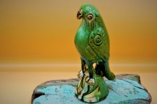 YUAN Ming Dynasty,  Chinese Sancai,  Cizhou Ware,  GREEN PARROT Bird INCENSE HOLDER 5