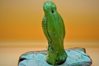 YUAN Ming Dynasty,  Chinese Sancai,  Cizhou Ware,  GREEN PARROT Bird INCENSE HOLDER 6