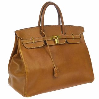 Hermes Birkin 40 Hand Bag Brown Veau Greine Couchevel Vintage ⚪y 5z S09179
