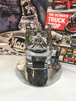 Vintage Mack Truck Chrome Hood Ornament Paperweight Bulldog Design Patent 87931