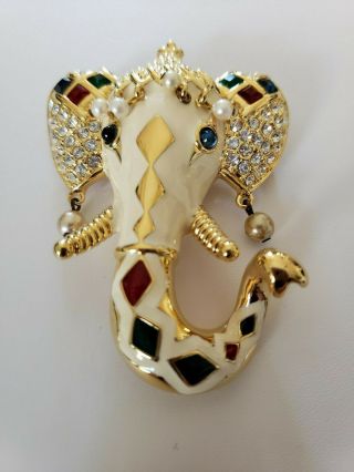 Kenneth Jay Lane Royal Jeweled Maharaji Elephant Brooch