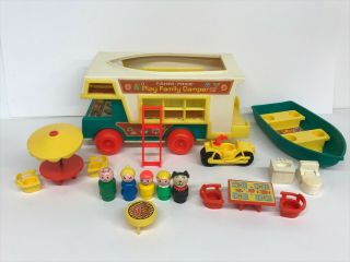 Vintage Fisher Price Little People Play Family Camper W/boat 994 Complete