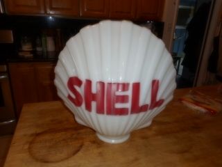 Vintage Shell Oil Gas Pump Milk Glass Globe