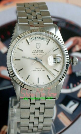 Rolex Tudor Oyster Prince Date,  Day 94614 Ss/14k White Gold Men 