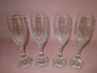 Vintage Baccarat France Crystal Glass 4 Massena Champagne Wine Stems Flutes 8.  5 "
