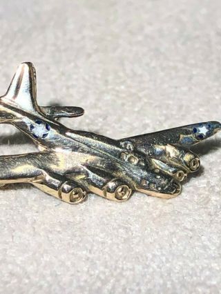 VERY RARE Vintage WWII US Army Air Force B - 29 Bomber Gold Tone Sweetheart Pin 3