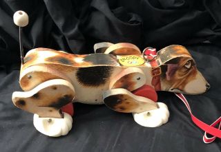 1961 Fisher Price Snoopy Dog 181 All Wood Vintage Barking Pull Toy