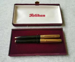 Set Of Vintage Rolled Gold Pelikan № 30 Fountain 18k Gold Nib & Ballpoint Pens