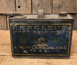 RARE Antique ZEROLENE Standard Oil Co 1/2 Gallon Gas Station Metal Can Sign 2