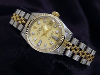 Rolex Datejust Lady 14K Yellow Gold Stainless Steel Watch Champagne Diamond 6917 2