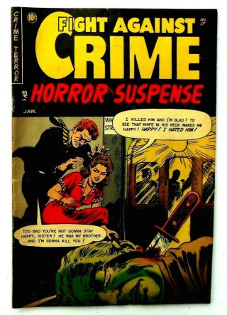 Fight Against Crime 17 1953 Story Comics Golden Age Horror Sci Fi Vtg Comic Book