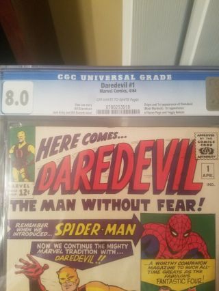 Daredevil 1 CGC 8.  0 VINTAGE Marvel Comic KEY 1st DD Murdock Foggy Karen 2