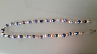 Peru Pre Columbian Beads Necklace With Modern Ceramic Beads Blue