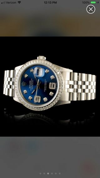 Rolex Datejust 1.  35 Ctw Diamond 36 Mm Wristwatch.
