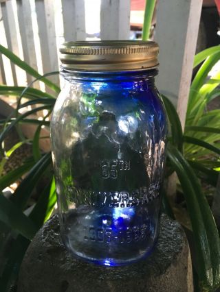 Antique/vintage Kerr Special Run Blue Streaked Fruit Jar.  Kerr 65th Anniversary