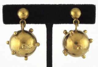 1940s Very Rare - Hubert Harmon - Mexico Sputnik Or Naval Mines Brass Earrings