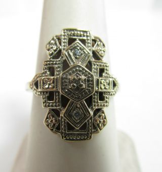 Unusual Vintage 14k Ring With Natural Diamonds