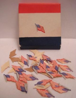 Old Dennison Gummed Paper Military Seals Mail Correspondence - Miniature Flags
