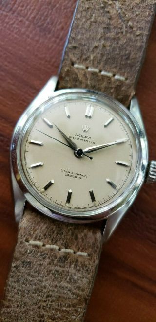 Vintage 1952 Rolex Stainless Steel Bubbleback Oyster Perpetual Chronometer 6084