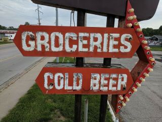 vintage neon custom sign tobacco,  liquors,  groceries,  cold beer,  drive in 10