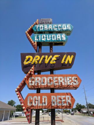 Vintage Neon Custom Sign Tobacco,  Liquors,  Groceries,  Cold Beer,  Drive In