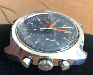 RARE VINTAGE OMEGA SEAMASTER CHRONOGRAPH BLUE DIAL WATCH ORANGE HANDS 145.  029 2