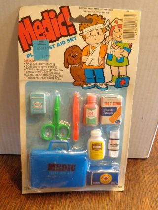 Vintage Gordy 1981 Medic First Aid Play Set Instruments Bag Medicine Mip Nos