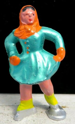 Vintage Barclay Lead Toy Figure Girl Skater B - 177 Near