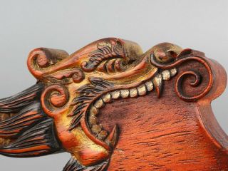 Chinese Exquisite Hand - carved Dragon Wooden ax 2