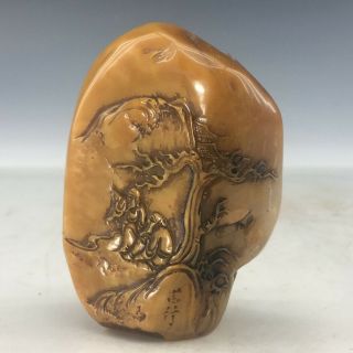 Chinese Exquisite Hand Carved Landscape Figure Shoushan Stone Seal