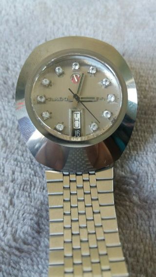 Vintage Rado Diastar Automatic Silver Dail White Diamond Mens Watch