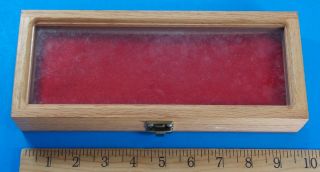 Vintage Wooden Knife Display Box Glass Lid 9 - 3/4 " X 3 - 3/4 " X 1 - 3/4 " Stidham