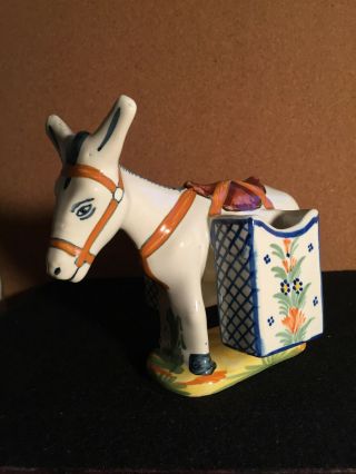 Vintage Henriot Quimper Pottery France,  Donkey,  Dbl.  Open Salt,  Rare,
