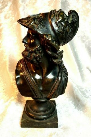 Antique Grand Tour Italian Bronze Bust Of Ajax